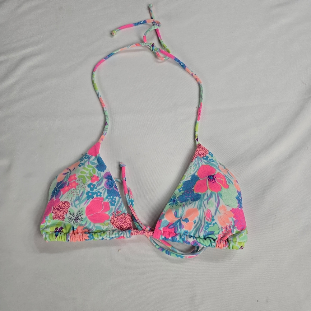Victoria's Secret Tie Back Floral Bikini Top Size Medium